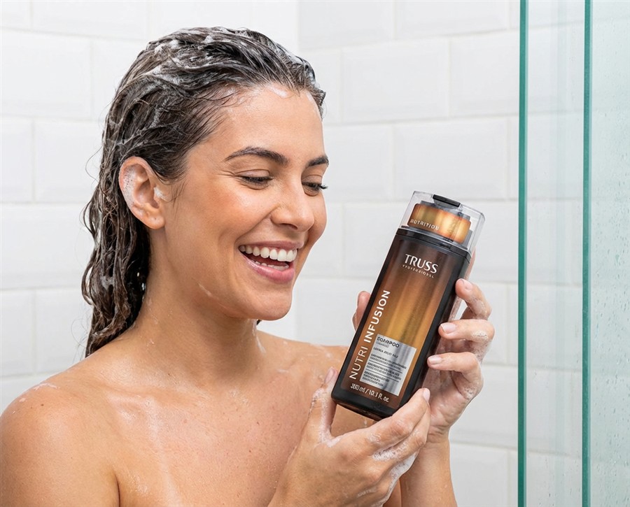 Cuidados com cabelos ressecados usando shampoo profissional